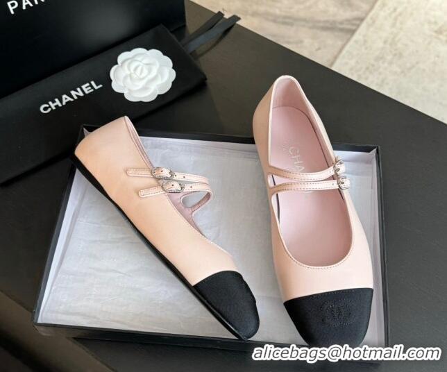 Charming Chanel Lambskin Ballet Flat with Double Buckle Strap Pink 425081