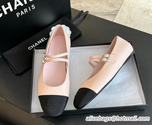 Charming Chanel Lambskin Ballet Flat with Double Buckle Strap Pink 425081