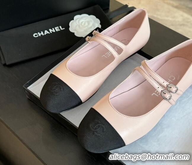 Charming Chanel Lambskin Ballet Flat with Double Buckle Strap Pink 425081