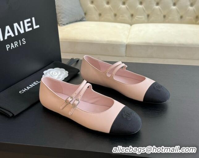 Charming Chanel Lambskin Ballet Flat with Double Buckle Strap Pink 425081