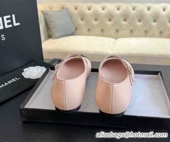 Charming Chanel Lambskin Ballet Flat with Double Buckle Strap Pink 425081