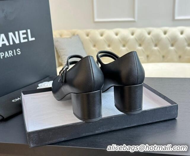 1:1 aaaaa Chanel Lambskin Mary Janes Pump with Double Buckle Strap Black 425083