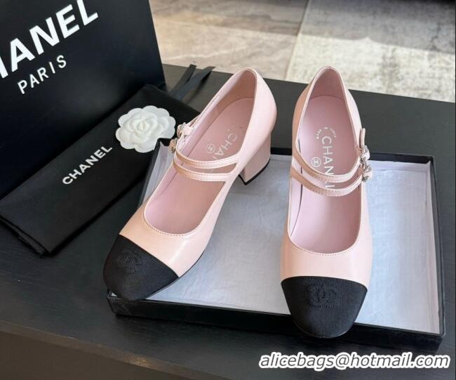 Original Cheap Chanel Lambskin Mary Janes Pump with Double Buckle Strap Pink 0425084