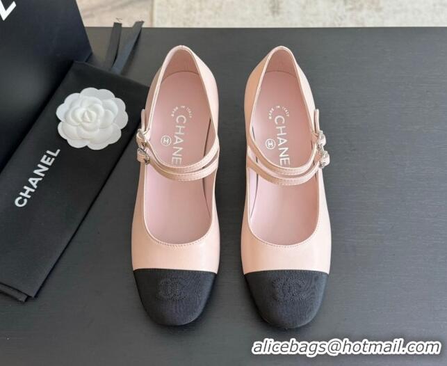 Original Cheap Chanel Lambskin Mary Janes Pump with Double Buckle Strap Pink 0425084