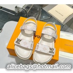 Low Cost Louis Vuitton LV Sunset Flat Comfort Sandals in Monogram Canvas White 426032