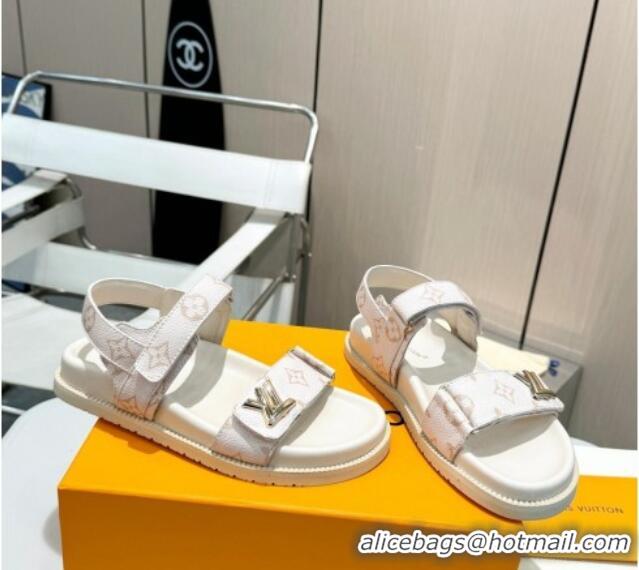 Low Cost Louis Vuitton LV Sunset Flat Comfort Sandals in Monogram Canvas White 426032