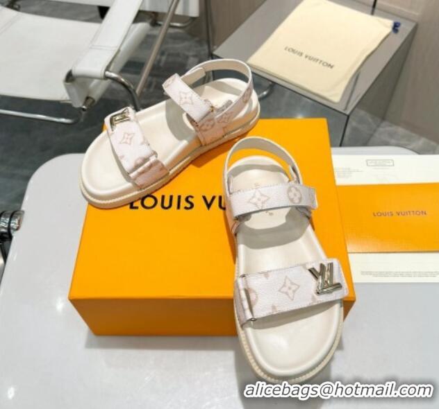 Low Cost Louis Vuitton LV Sunset Flat Comfort Sandals in Monogram Canvas White 426032