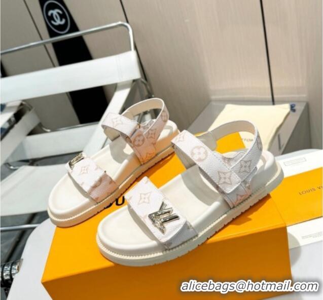 Low Cost Louis Vuitton LV Sunset Flat Comfort Sandals in Monogram Canvas White 426032