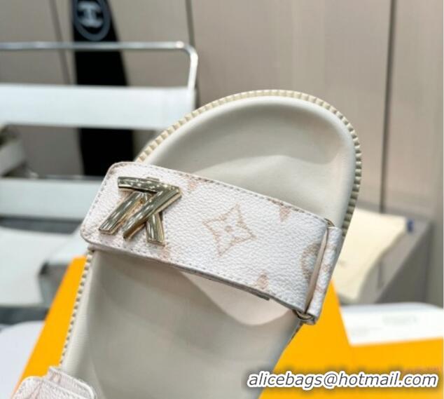 Low Cost Louis Vuitton LV Sunset Flat Comfort Sandals in Monogram Canvas White 426032