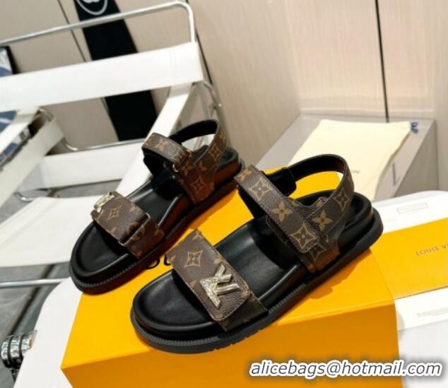 Unique Style Louis Vuitton LV Sunset Flat Comfort Sandals in Monogram Canvas Brown 426033