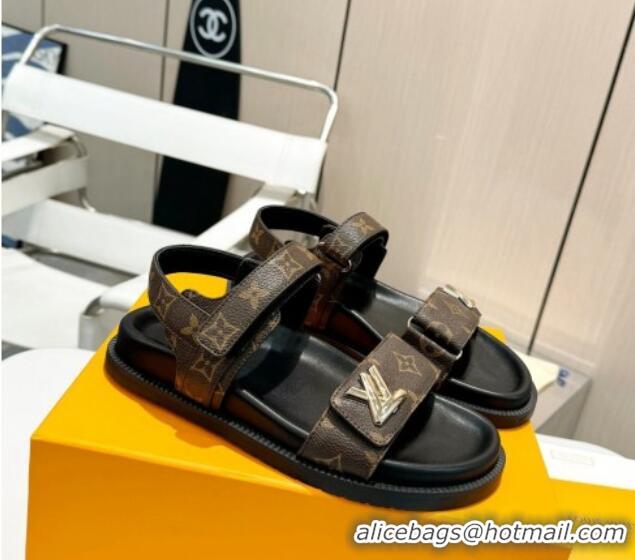 Unique Style Louis Vuitton LV Sunset Flat Comfort Sandals in Monogram Canvas Brown 426033