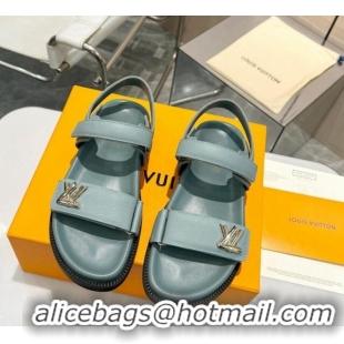 Perfect Louis Vuitton LV Sunset Flat Comfort Sandals in Calfskin Blue 426035