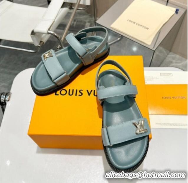 Perfect Louis Vuitton LV Sunset Flat Comfort Sandals in Calfskin Blue 426035