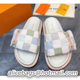 Crafted Louis Vuitton Pool Pillow Comfort Slide Sandals in Damier Giant Canvas Pistachio Green 426037