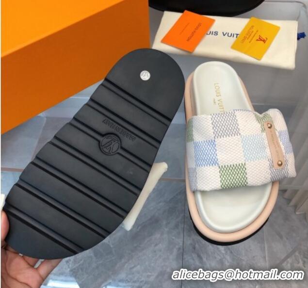 Crafted Louis Vuitton Pool Pillow Comfort Slide Sandals in Damier Giant Canvas Pistachio Green 426037