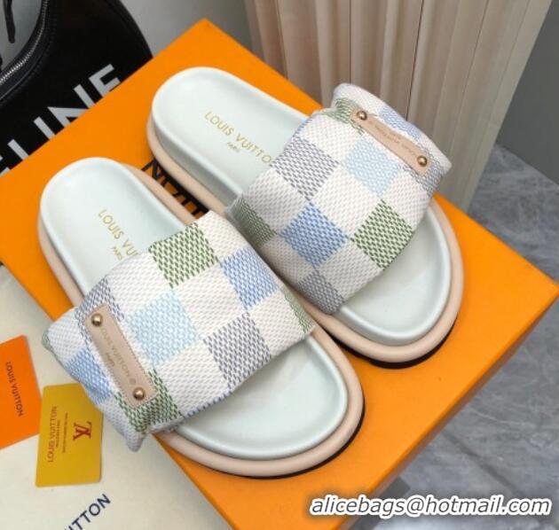 Crafted Louis Vuitton Pool Pillow Comfort Slide Sandals in Damier Giant Canvas Pistachio Green 426037