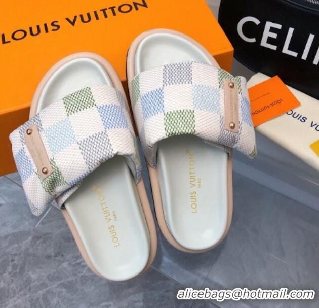 Crafted Louis Vuitton Pool Pillow Comfort Slide Sandals in Damier Giant Canvas Pistachio Green 426037