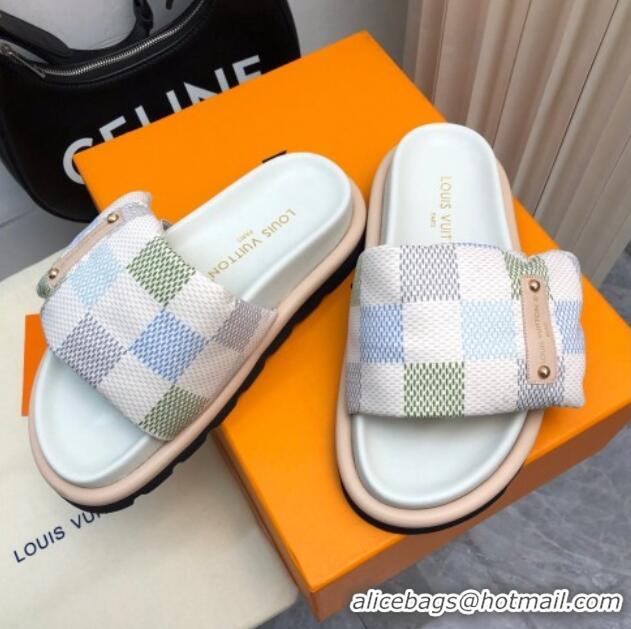 Crafted Louis Vuitton Pool Pillow Comfort Slide Sandals in Damier Giant Canvas Pistachio Green 426037