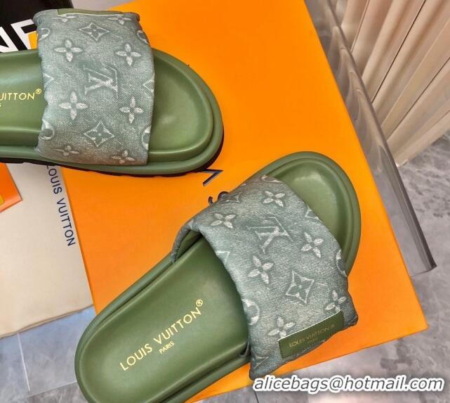 Good Quality Louis Vuitton Pool Pillow Comfort Slide Sandals in Monogram Jacquard Green 0426039