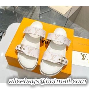 Classic Hot Louis Vuitton LV Sunset Flat Slide Sandals in White Monogram Canvas 426044