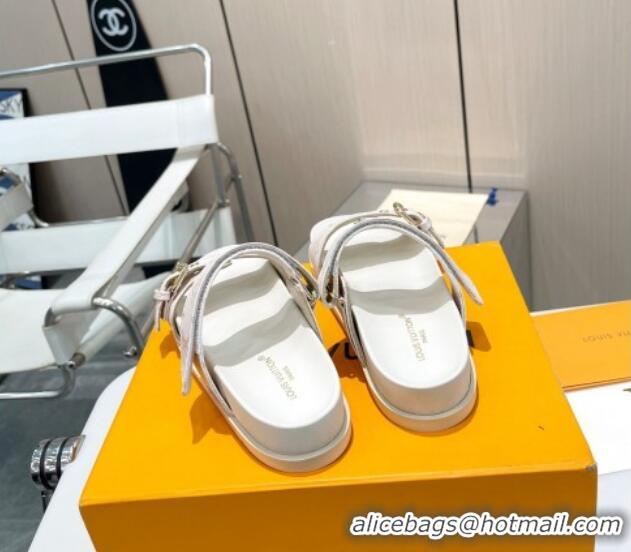 Classic Hot Louis Vuitton LV Sunset Flat Slide Sandals in White Monogram Canvas 426044