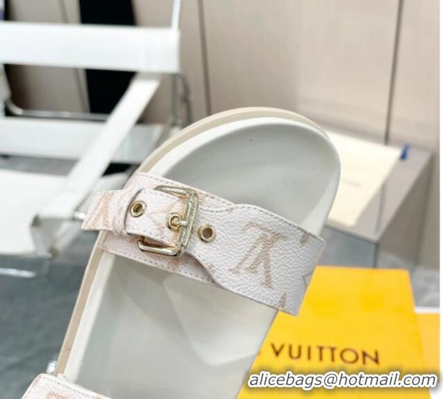 Classic Hot Louis Vuitton LV Sunset Flat Slide Sandals in White Monogram Canvas 426044