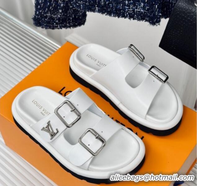 Shop Cheap Louis Vuitton Double Buckle Strap Sandals in Calfskin White 426049