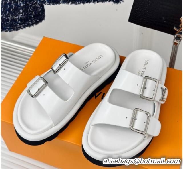 Shop Cheap Louis Vuitton Double Buckle Strap Sandals in Calfskin White 426049