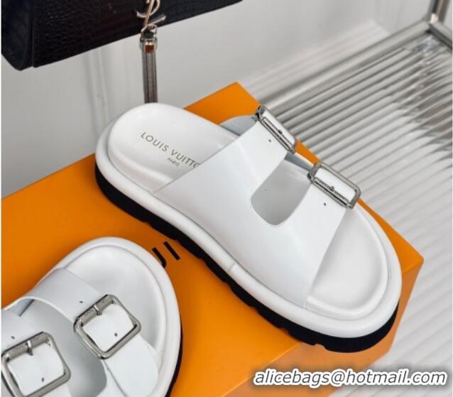 Shop Cheap Louis Vuitton Double Buckle Strap Sandals in Calfskin White 426049