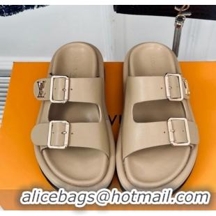 Grade Quality Louis Vuitton Double Buckle Strap Sandals in Calfskin Beige 426050