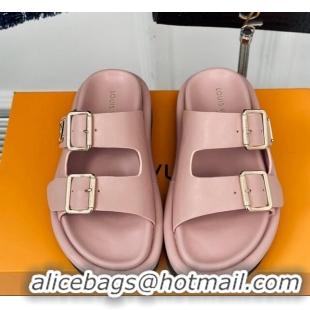 Shop Duplicate Louis Vuitton Double Buckle Strap Sandals in Calfskin Light Pink 426051