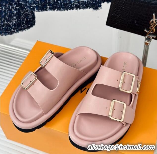 Shop Duplicate Louis Vuitton Double Buckle Strap Sandals in Calfskin Light Pink 426051