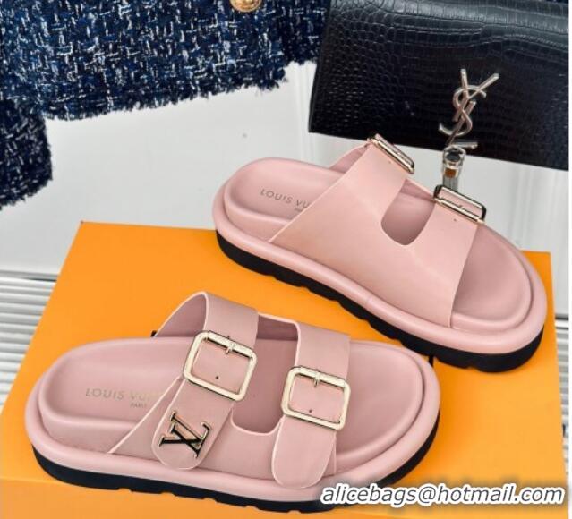 Shop Duplicate Louis Vuitton Double Buckle Strap Sandals in Calfskin Light Pink 426051