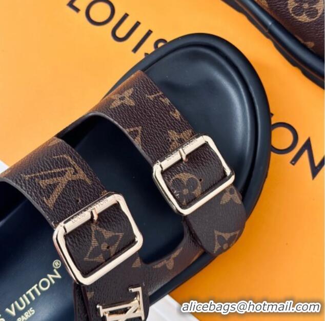 Best Grade Louis Vuitton Double Buckle Strap Sandals in Monogram Canvas Brown 426053