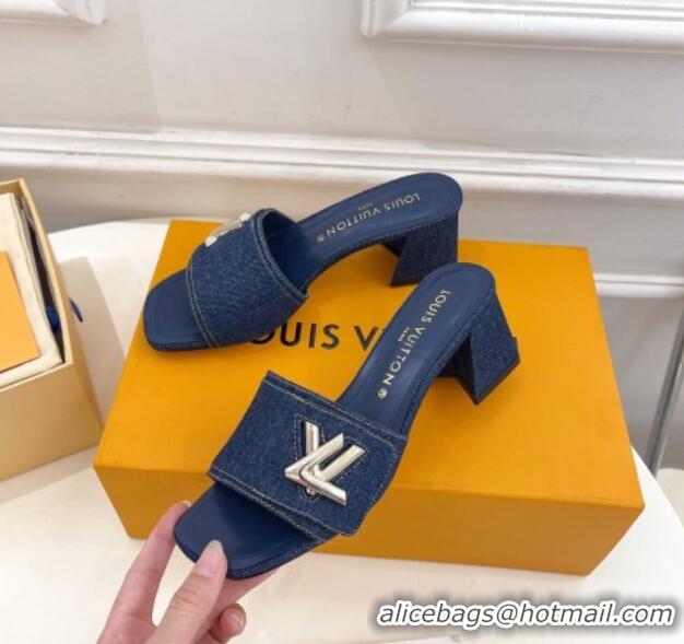 Grade Quality Louis Vuitton Shake Slide Sandals 5.5cm in Blue Denim 426055