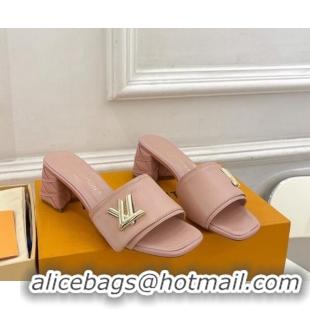 Best Price Louis Vuitton Shake Slide Sandals 5.5cm with Quilted Heel in Calfskin Light Pink 426056