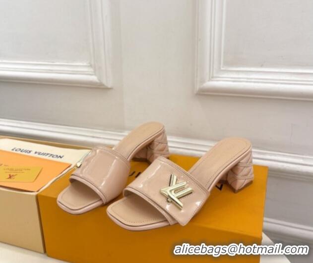 Purchase Louis Vuitton Shake Slide Sandals 5.5cm with Quilted Heel in Patent Calfskin Beige 426059