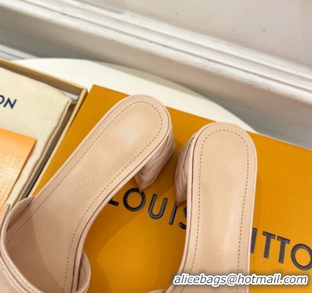 Purchase Louis Vuitton Shake Slide Sandals 5.5cm with Quilted Heel in Patent Calfskin Beige 426059