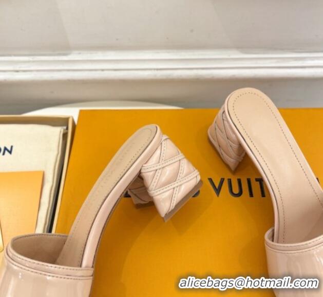 Purchase Louis Vuitton Shake Slide Sandals 5.5cm with Quilted Heel in Patent Calfskin Beige 426059