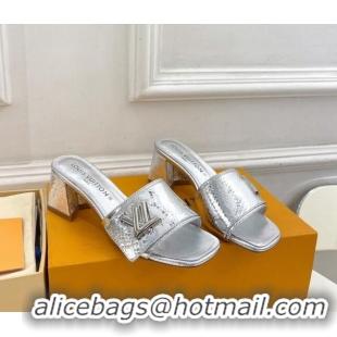 Low Price Louis Vuitton Shake Slide Sandals 5.5cm in Snakeskin Embossed Calfskin Silver 426062