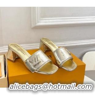 AAAAA Louis Vuitton Shake Slide Sandals 5.5cm in Snakeskin Embossed Calfskin Gold 426061