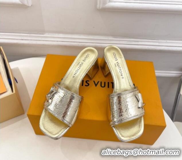 AAAAA Louis Vuitton Shake Slide Sandals 5.5cm in Snakeskin Embossed Calfskin Gold 426061