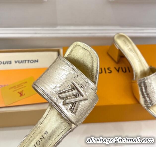 AAAAA Louis Vuitton Shake Slide Sandals 5.5cm in Snakeskin Embossed Calfskin Gold 426061