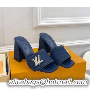 Top Quality Louis Vuitton Shake Slide Sandals 9cm in Blue Denim 426064