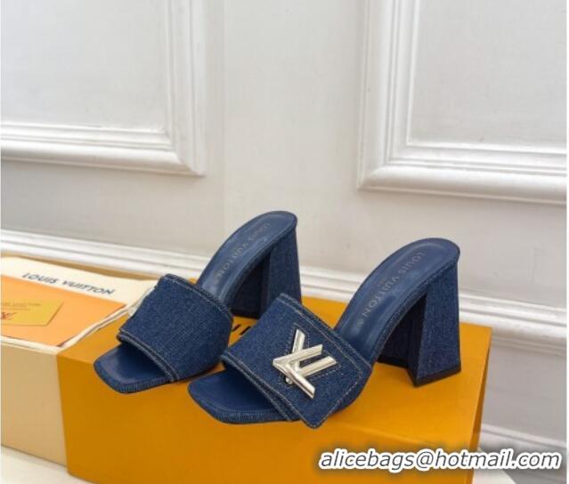 Top Quality Louis Vuitton Shake Slide Sandals 9cm in Blue Denim 426064