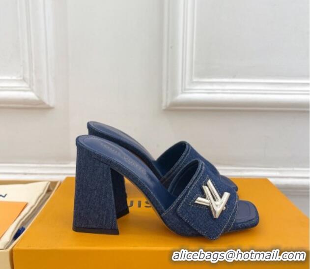 Top Quality Louis Vuitton Shake Slide Sandals 9cm in Blue Denim 426064