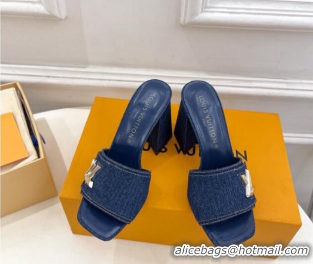 Top Quality Louis Vuitton Shake Slide Sandals 9cm in Blue Denim 426064