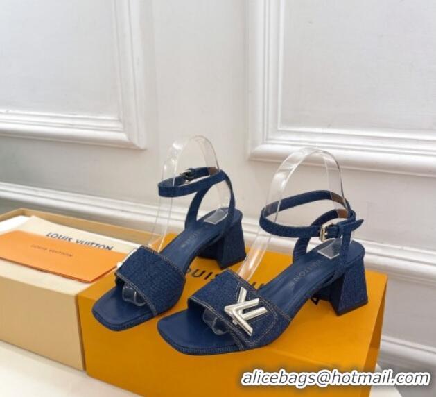 New Design Louis Vuitton Shake Strap Sandals 5.5cm in Blue Denim 426073