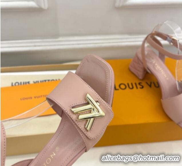 Purchase Louis Vuitton Shake Strap Sandals 5.5cm with Quilted Heel in Calfskin Light Pink 426074