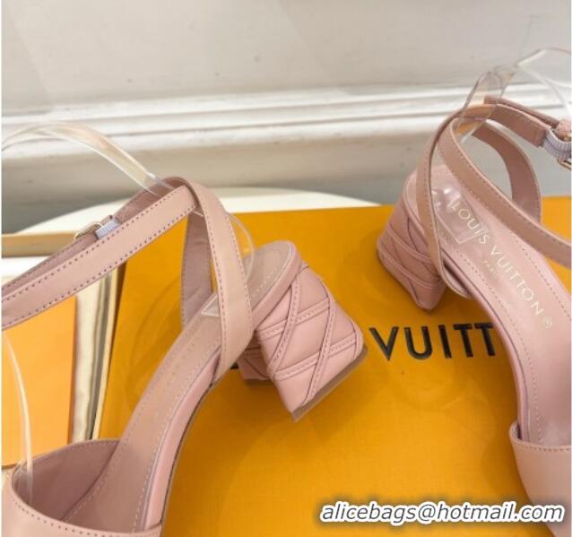 Purchase Louis Vuitton Shake Strap Sandals 5.5cm with Quilted Heel in Calfskin Light Pink 426074